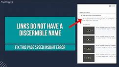 Links do not have a discernible name : Fix this Page speed insight Error