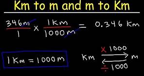 How To Convert From Kilometers to Meters and Meters to Kilometers - Km to m and m to km