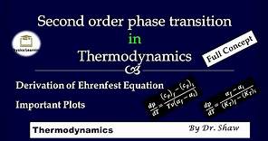 second order phase transition | Derivation of Ehrenfest equation | Lecture 12