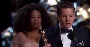 Graham Moore winning Best Adapted Screenplay for "The Imitation Game"