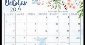 Free Printable October 2019 Calendar - Wiki-Calendar.Com