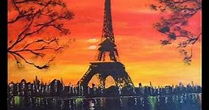 How to paint "The Eiffel Tower at Sunset" with Acrylic Paint step by step