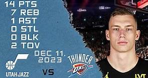 Luka Samanic player Highlights JAZZ vs THUNDER NBA Regular season game 11-12-2023