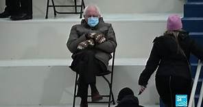 Bernie Sanders becomes internet meme with giant mittens during US inauguration ceremony
