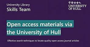 Accessing Open Access materials via the University of Hull