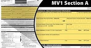 Filling out Section A of the MV1 WI Title & License Plate Application
