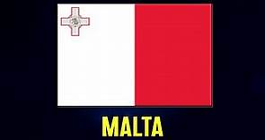 Flag of Malta with national anthem, capital city, area, currency info