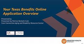 Your Texas Benefits online application overview.