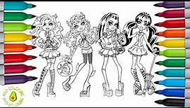 Monster High Coloring Book Page Compilation Frankie Stein Draculaura Clawdeen Wolf Lagoona Blue
