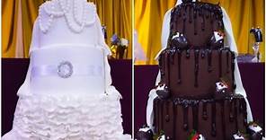 3 Tier Wedding Cake Bride & Grooms Two Sided Cake