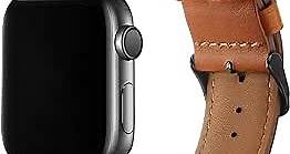Tasikar Bands Compatible with Apple Watch Band 49mm 45mm 44mm 42mm Men Genuine Leather Replacement Bands Compatible with Apple Watch Ultra 2 Ultra SE 2 SE Series 9 8 7 6 5 4 3 2 1 - Light Brown
