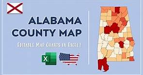 Alabama County Map in Excel - Counties List and Population Map