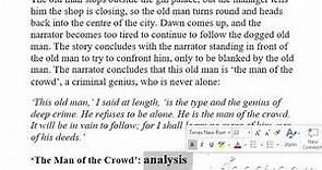 Edgar Allan Poe short story THE MAN OF CROWD summary, analysis.