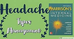 HEADACHE | Types | Causes | Approach | Management | Harrison