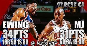 Michael Jordan vs Patrick Ewing Highlights (1992 ECSF Game 1) - 65pts Combine! A Lifelong Rivalry!