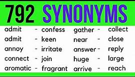 Similar Vocabulary: Learn 792 Synonym Words in English to Expand your Vocabulary