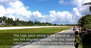 A plane landing at Tuvalu's tiny airport in Funafuti in 2013