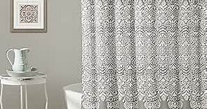 Lush Decor, 72" x 72", Gray Boho Medallion Shower Curtain-Fabric Bohemian Damask Print Design with Tassels