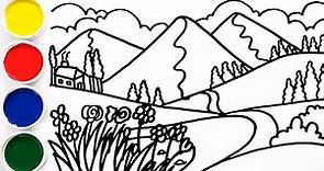 Como Dibujar y Colorear un Paisaje Para Niños - Dibujos Fáciles Paso a Paso | FunKeep
