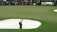 Tiger nearly holes out for eagle from the bunker