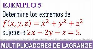 Multiplicadores de Lagrange. Con tres variables. Ejemplo 5