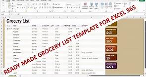 Ready To Use Grocery List Template In Excel 365
