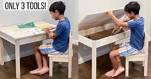 EASY DIY Kids Desk With Storage And Chair - Beginner-friendly 1-Day Project!