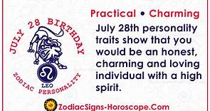 28 de julio Zodiaco (Leo) Horóscopo Cumpleaños Personalidad y cosas afortunadas