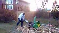 Using snow blower to pick up leaves