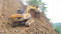 PART(1)Making Ramp Catting Hill Slope Catting Video Excavator Hilly Road Building And JCB 210Lc Most