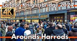 London Knightsbridge Luxury neighbourhood Around Harrods Department store 4K Walking Tour 2024