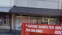 1 day rental in downtown whitney! repeat customer cleaning out their store some more #254-205-6983 | Sadoski Dumpster Rentals LLC