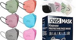 KN95 Face Masks for Adults, 50 Pack 10 Colors Disposable KN95 Masks, 5 Layer Breathable Individually Wrapped Face Masks with Designs, Filter Efficiency 95%