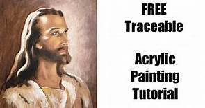How to paint a portrait | Head of Christ | FREE traceable | step by step instructions