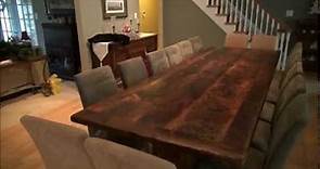 Reclaimed Wood Trestle Tables Finished with Epoxy by HD Threshing Floor Furniture