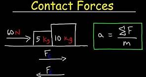 Calculating Contact Forces Between Two Blocks Using Free Body Diagrams