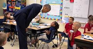 President Obama Talks with First-Graders at Tinker Elementary School