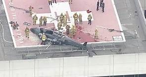 AIR7 over scene of "down" helicopter at USC-County Hospital helipad | ABC7