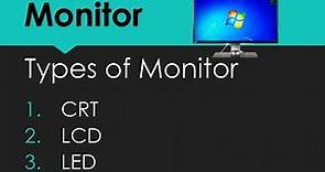 Monitor | Types of Monitor (CRT, LCD&LED)