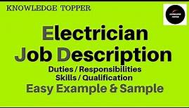 Electrician Job Description | Electrician Duties and Responsibilities | Electrician Salary and Work