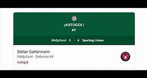 Autogol de Stefan Gartenmann Midtjylland 0-4 Sporting Lisboa