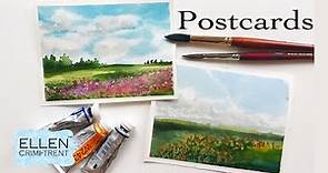 Watercolor Postcards for Beginners- Easy landscape Tutorial