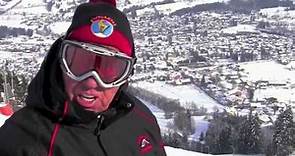 Olympiasieger Ernst Hinterseer und die Skipisten am Kitzbüheler Hahnenkamm