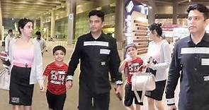 TSeries Owner Bhushan Kumar With Wife & Actress Divya Khosla Kumaar & Son Ruhaan Back After New Year