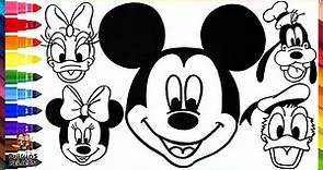 Dibuja y Colorea A Mickey Mouse Y Sus Amigos ⚫⚫❤️🎀🐭🐶🦆 Dibujos Para Niños