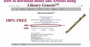 How to Get Books and Articles using Library Genesis