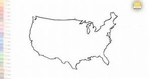 United States blank Map drawing | Outline drawings | How to draw United States Map step by step easy