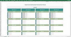 Plantilla de Calendario de tareas del hogar en Excel |