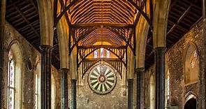 Great Hall of Winchester Castle. King Arthur round table