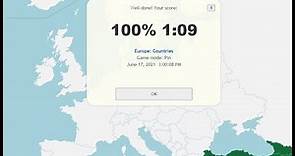 Europe: Countries - Map Quiz Game Speedrun 1:09 (Seterra)